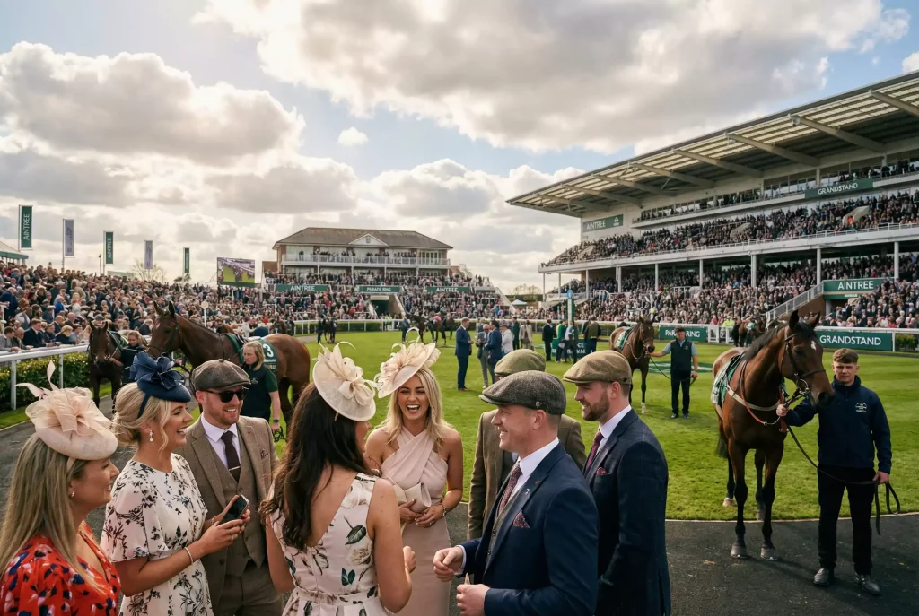Aintree Festival crowds and racing action across three days