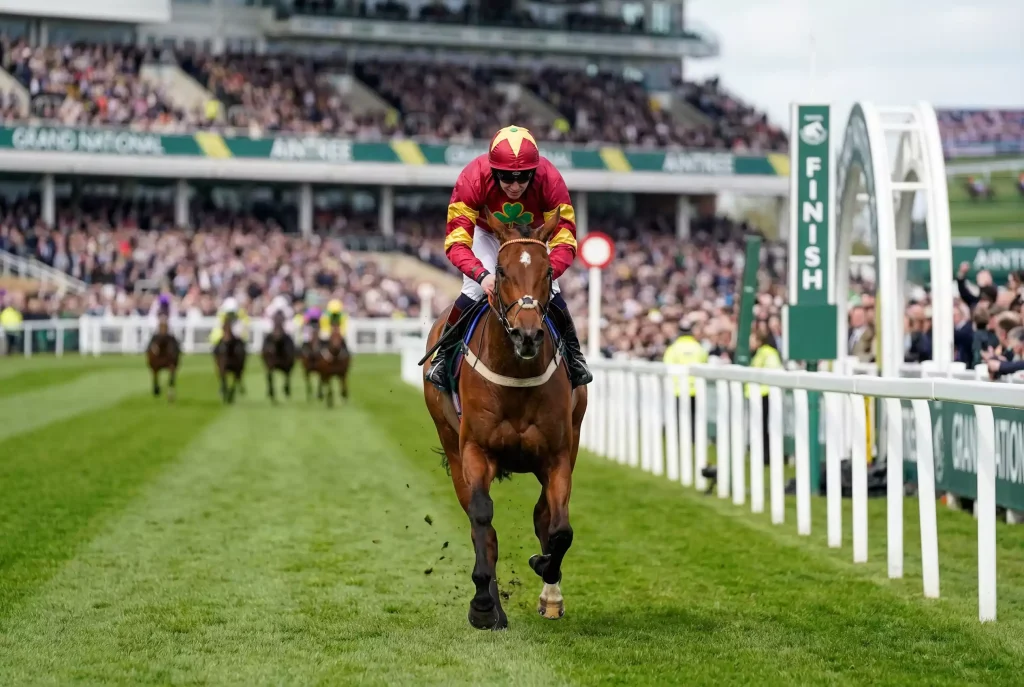 Grand National outsider crossing finish line at big odds